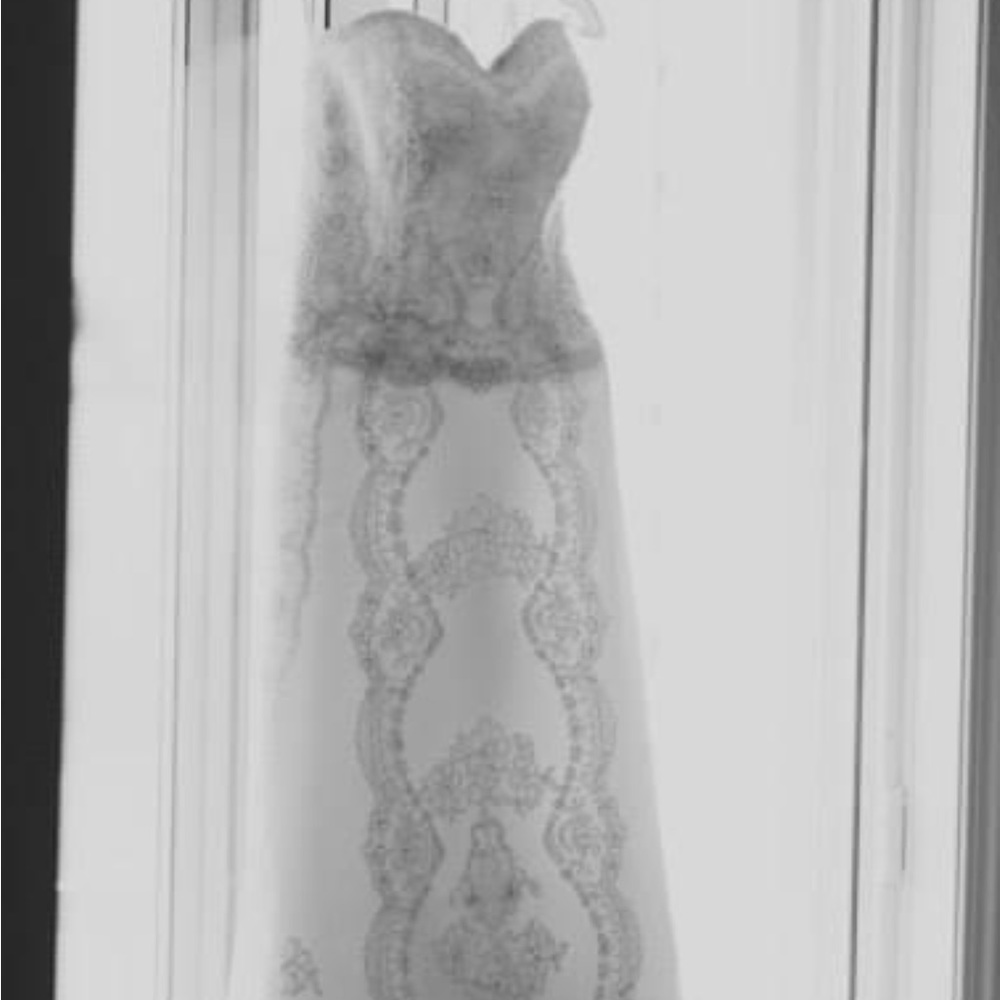 Wedding dress with long train and beautiful detail